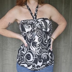 NWT Deadstock y2k McBling Goth Wet Seal Metallic Groovy Tie Halter Top